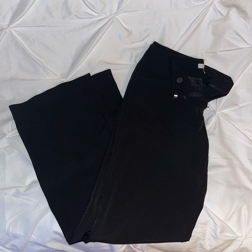 NY&C Flare Dress Pants, Black with White Dots, Size 2